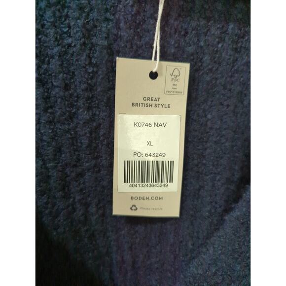 BODEN Navy Engineered Rib Cardigan Sweater NWT - Picture 4 of 5
